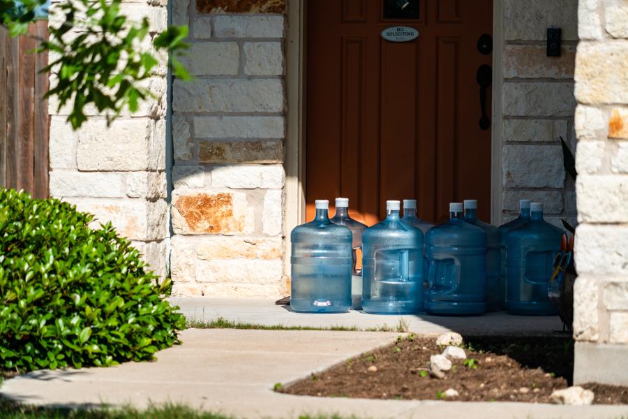 Water balloons in front of the door
